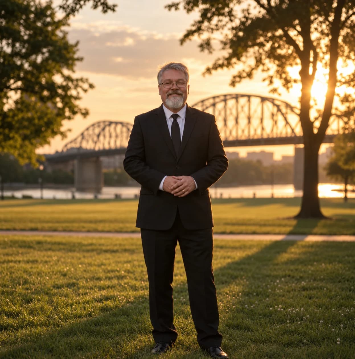 Matt Forbush on the Chattanooga riverfront with the Walnut Street Bridge behind him.